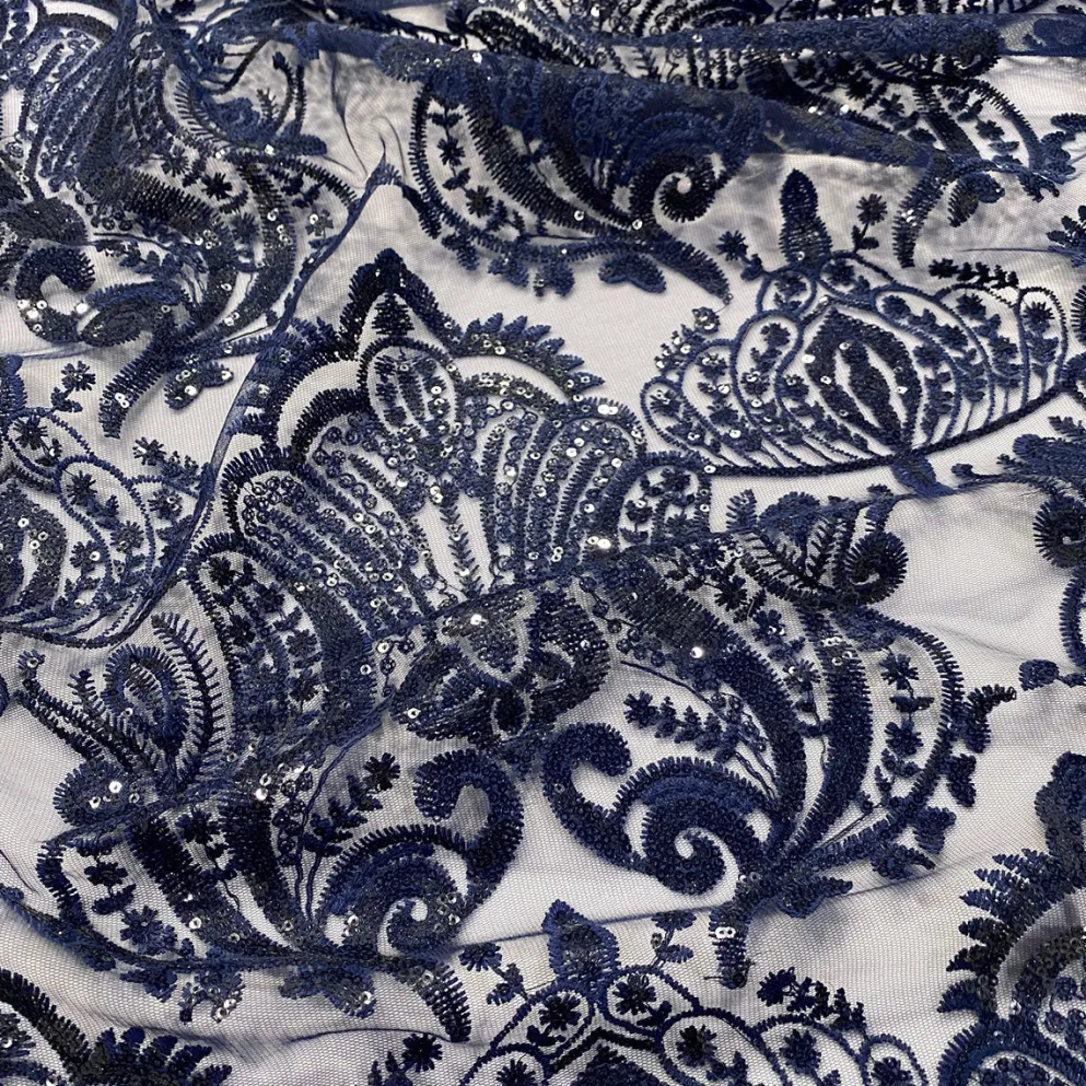 Princess Lace Table Linen in Navy