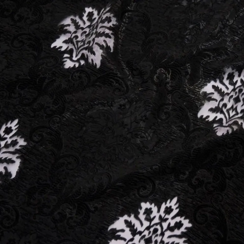 Regency Damask Sheer Table Linen in Black