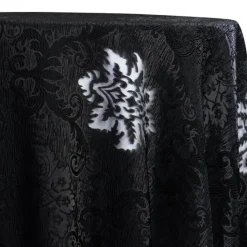 Regency Damask Sheer Table Linen in Black