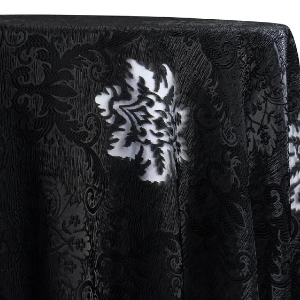 Regency Damask Sheer Table Linen in Black