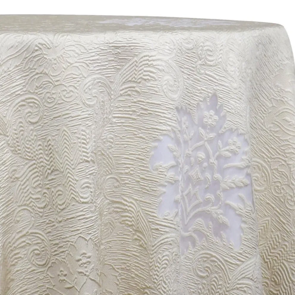 Regency Damask Sheer Table Linen in Ivory