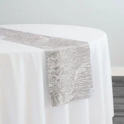 Regency Damask Sheer Table Runner in Silver