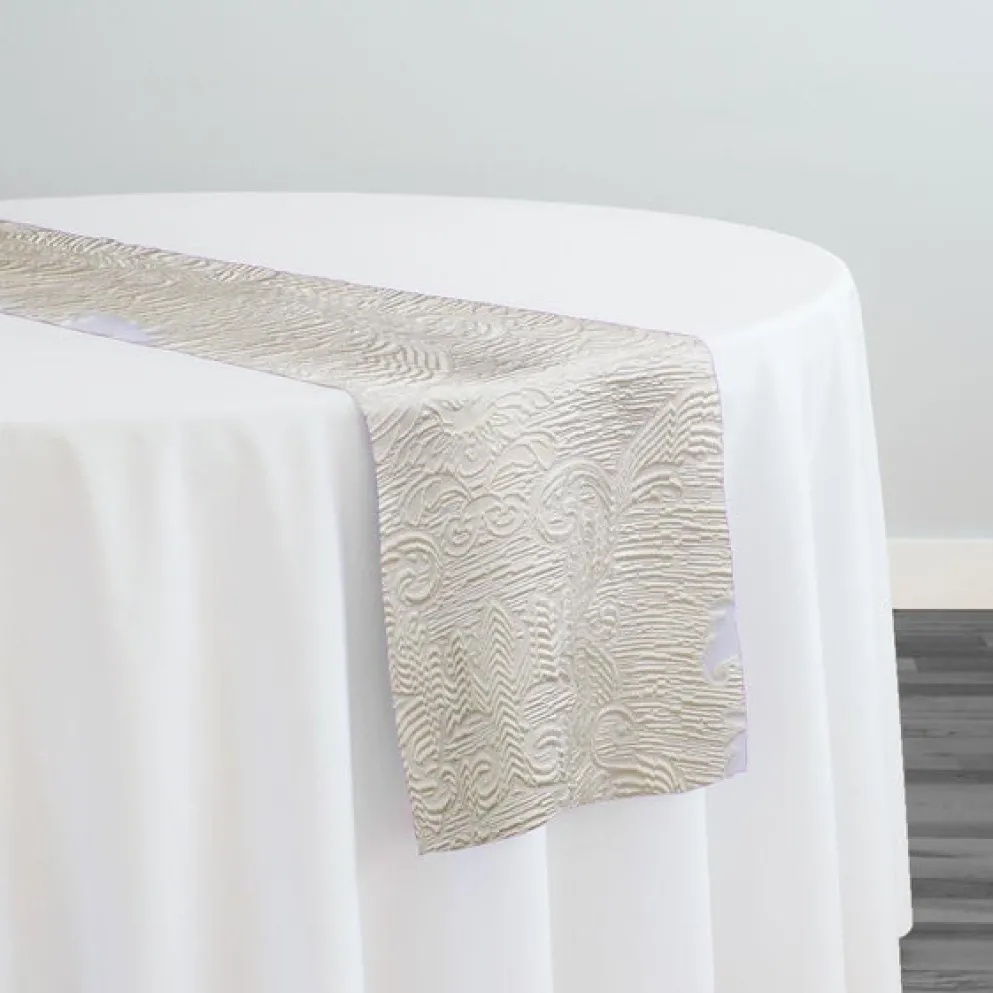 Regency Damask Sheer Table Runner in Champagne