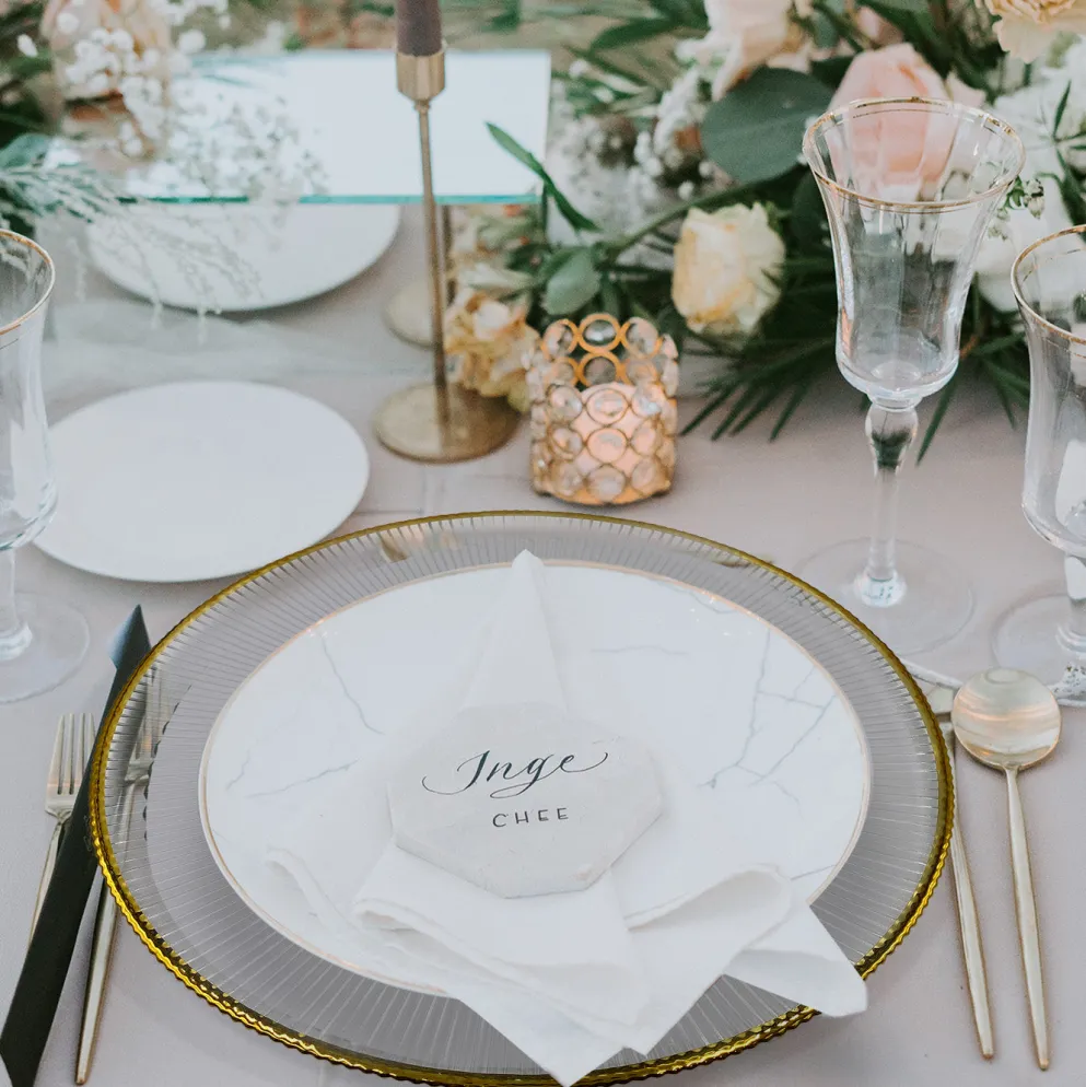 Ribbed Halo - Glass Charger Plate in Gold (Item # 0240)