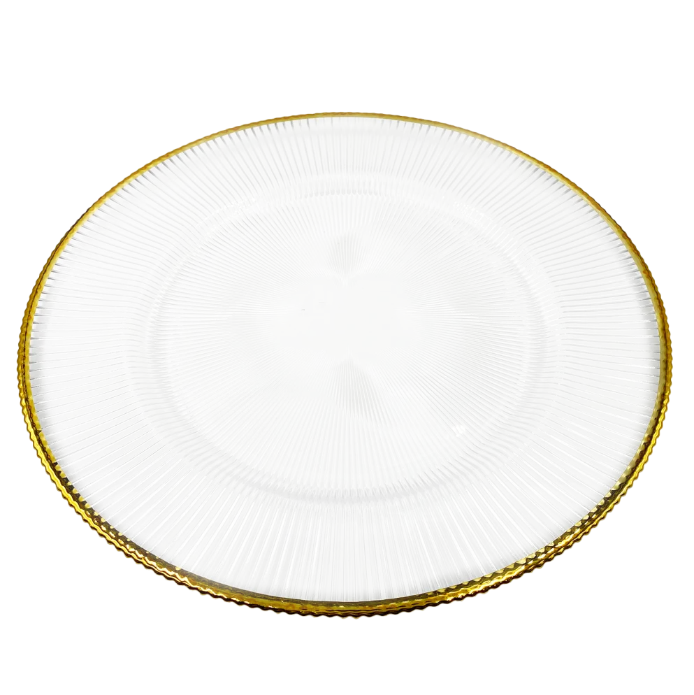 Ribbed Halo - Glass Charger Plate in Gold (Item # 0240)