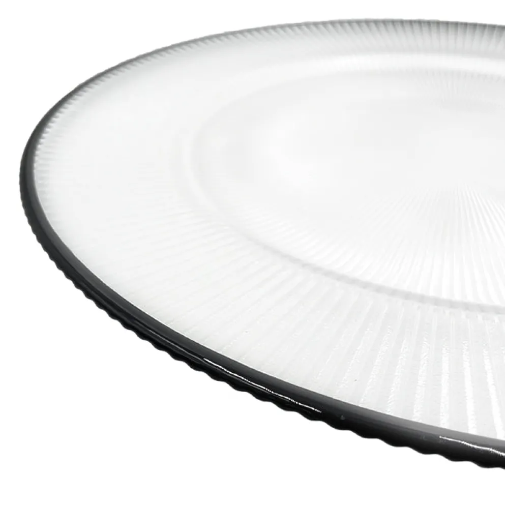 Ribbed Halo - Glass Charger Plate in Black (Item # 0240)