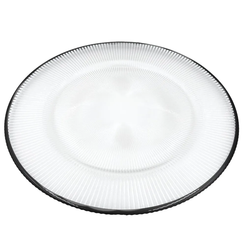 Ribbed Halo - Glass Charger Plate in Black (Item # 0240)