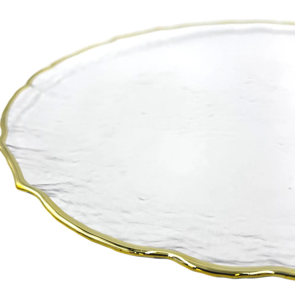 Ribbon - Glass Charger Plate in Champagne (Item # 0296)