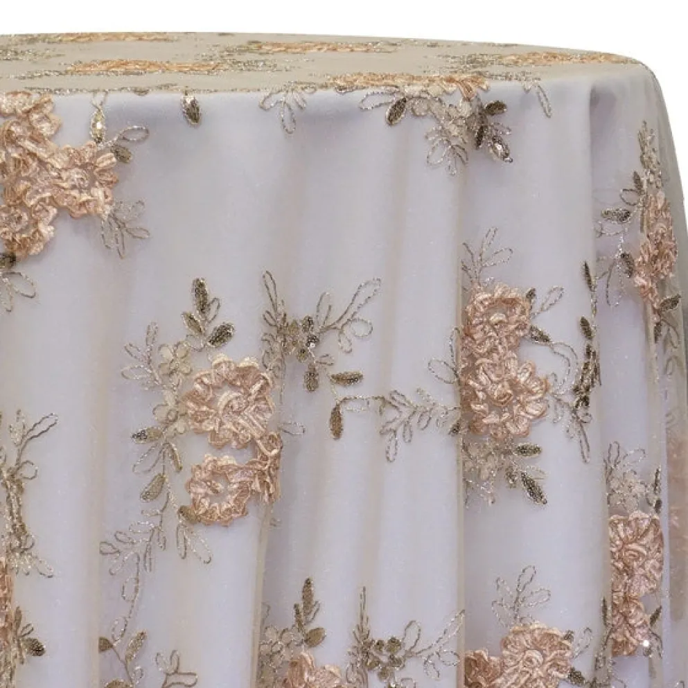 Ribbon Mesh Lace Table Linen in Champagne