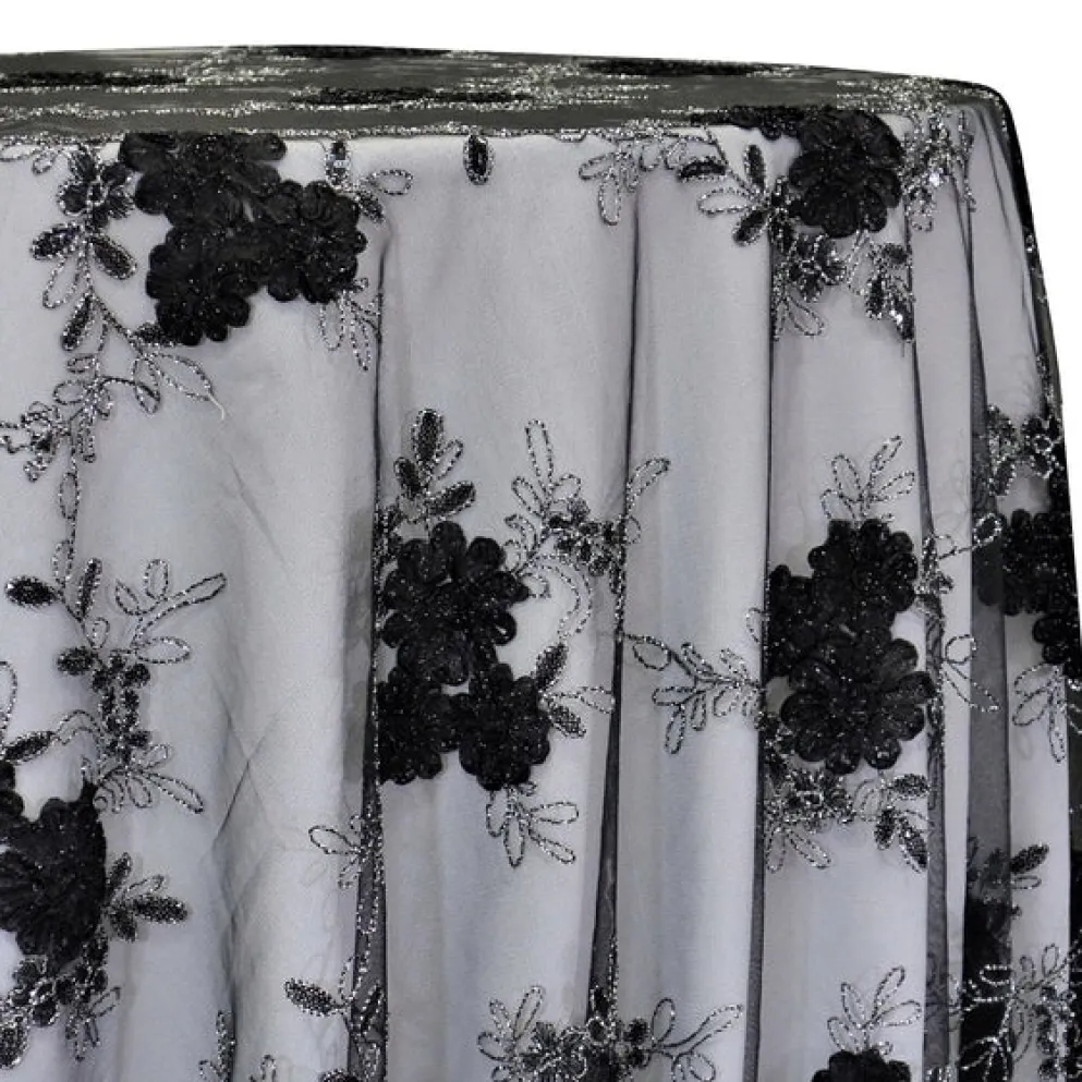 Ribbon Mesh Lace Table Linen in Black