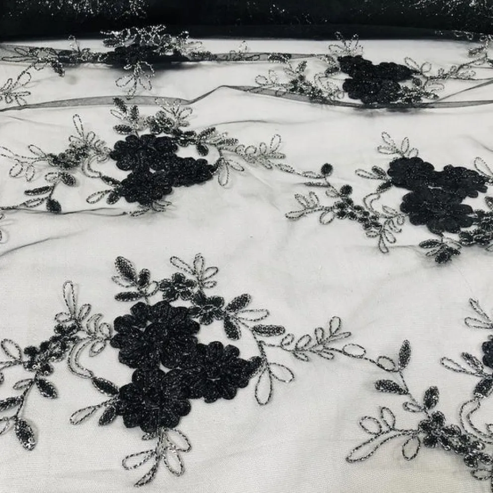 Ribbon Mesh Lace Table Linen in Black