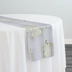 Ribbon Mesh Lace Table Runner in Ivory