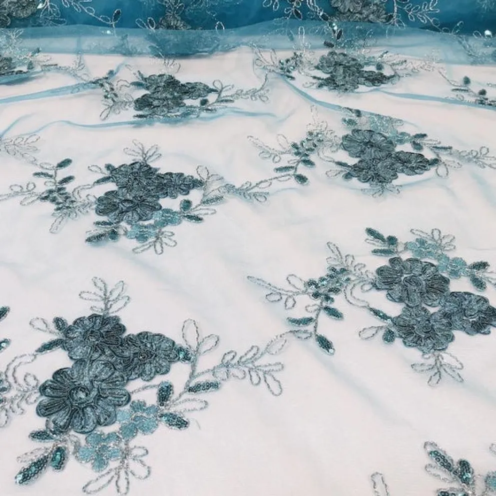 Ribbon Mesh Lace (w/ Poly Lining) Table Napkin in Turquoise