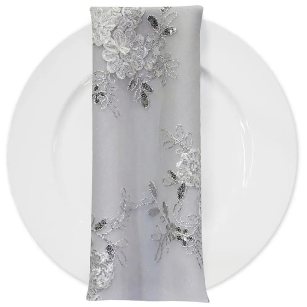 Ribbon Mesh Lace (w/ Poly Lining) Table Napkin in White