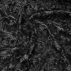 Rose Satin (3D) Table Linen in Black
