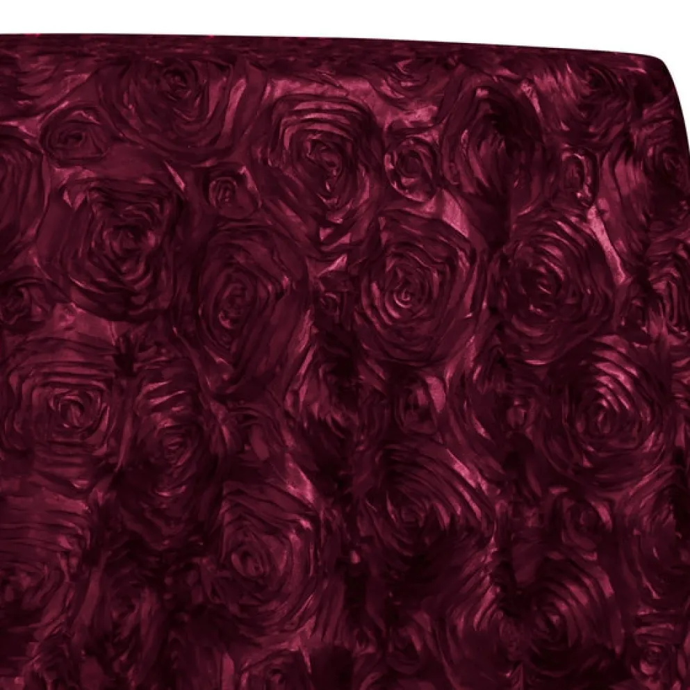 Rose Satin (3D) Table Linen in Burgundy