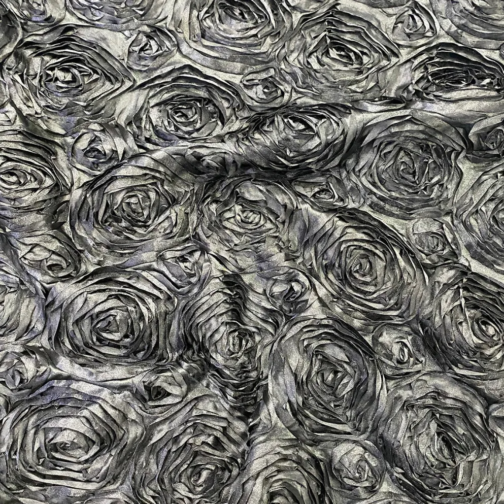 Rose Satin (3D) Table Linen in Grey