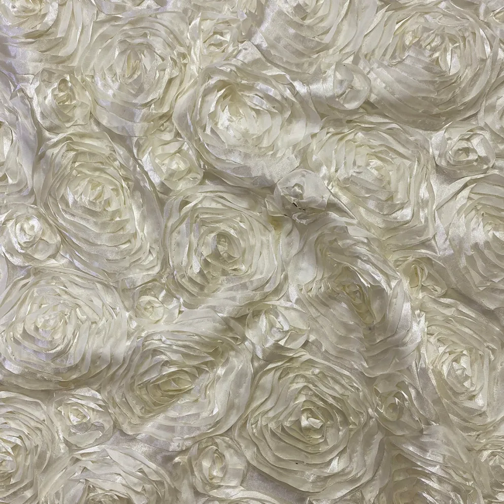 Rose Satin (3D) Table Linen in Ivory 113