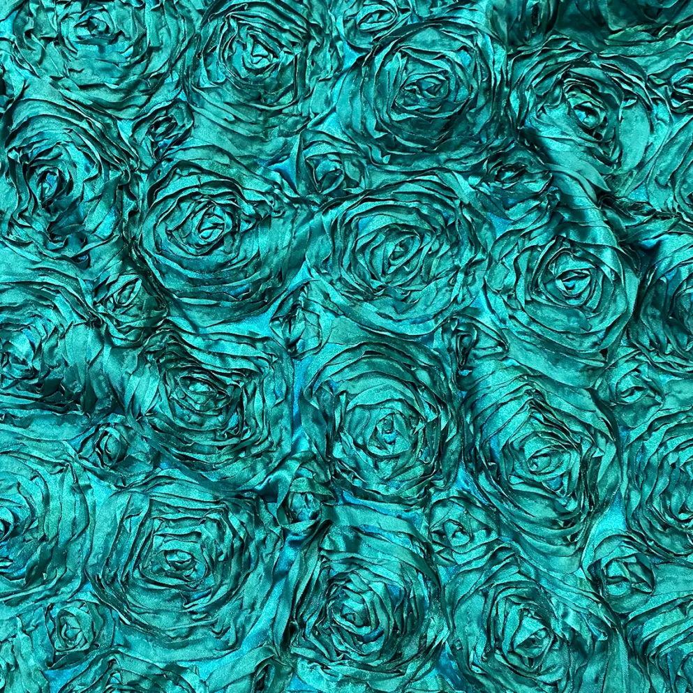 Rose Satin (3D) Table Linen in Jade