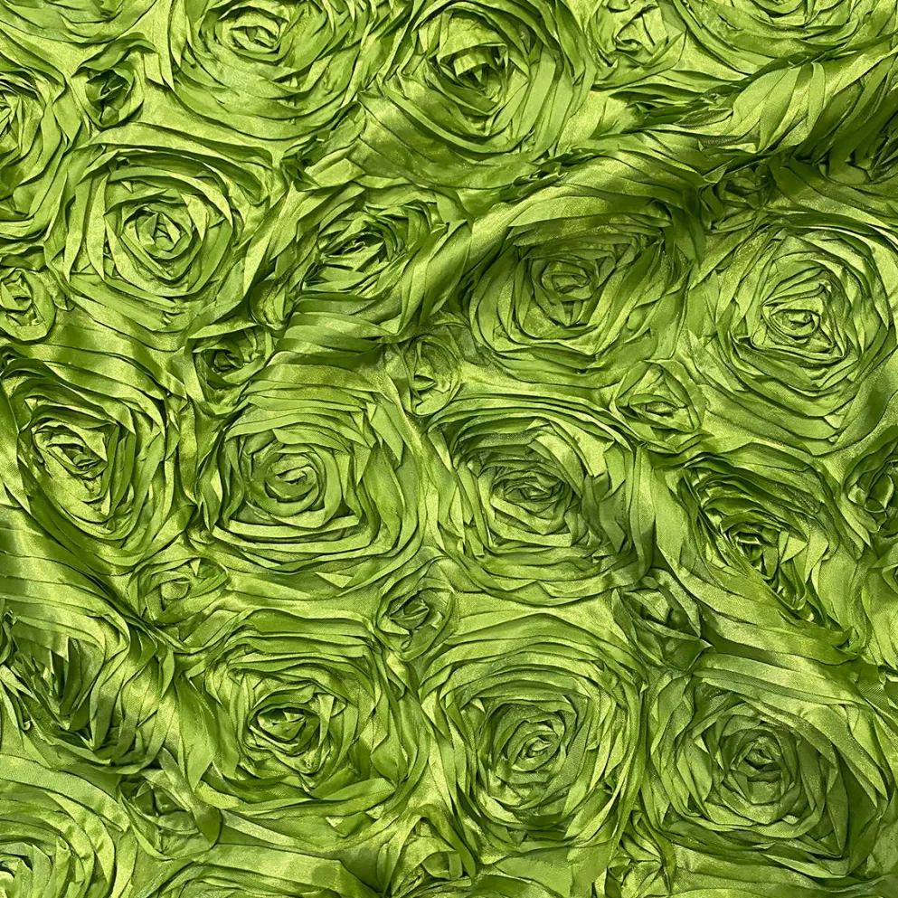 Rose Satin (3D) Table Linen in Lime
