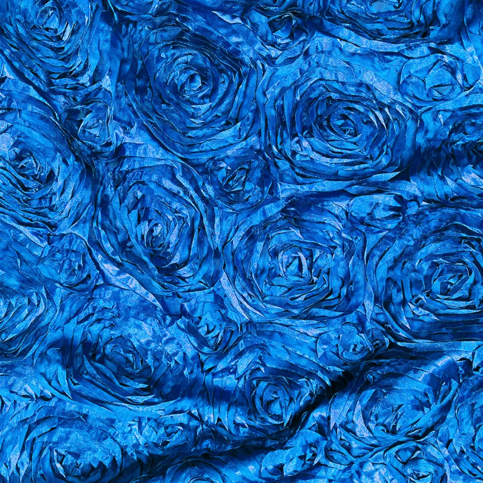 Rose Satin (3D) Table Linen in Peacock