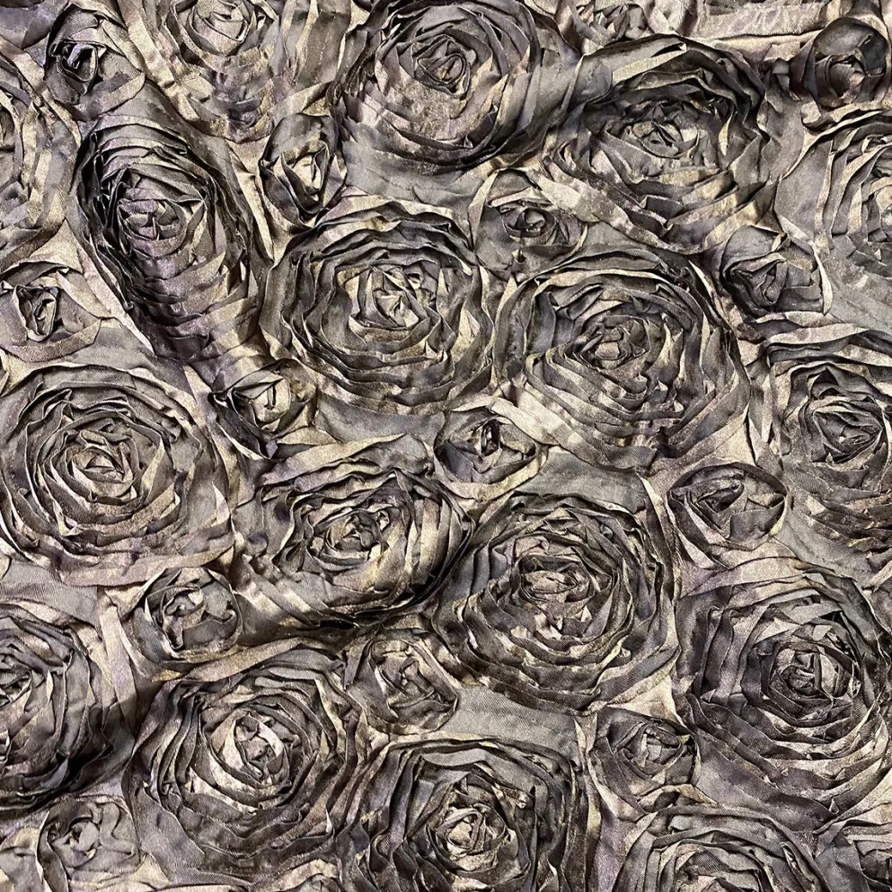 Rose Satin (3D) Table Linen in Pewter