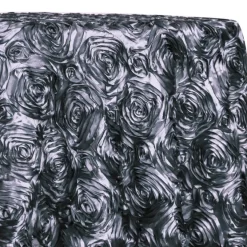 Rose Satin (3D) Table Linen in Pewter