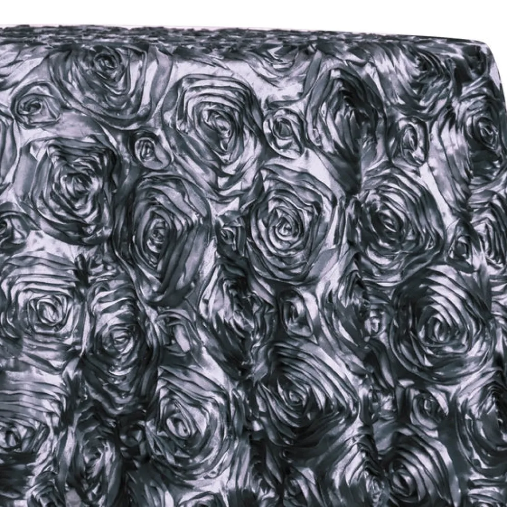 Rose Satin (3D) Table Linen in Pewter