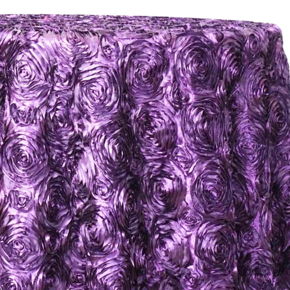 Rose Satin (3D) Table Linen in Purple