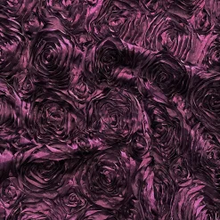 Rose Satin (3D) Table Linen in Raisin
