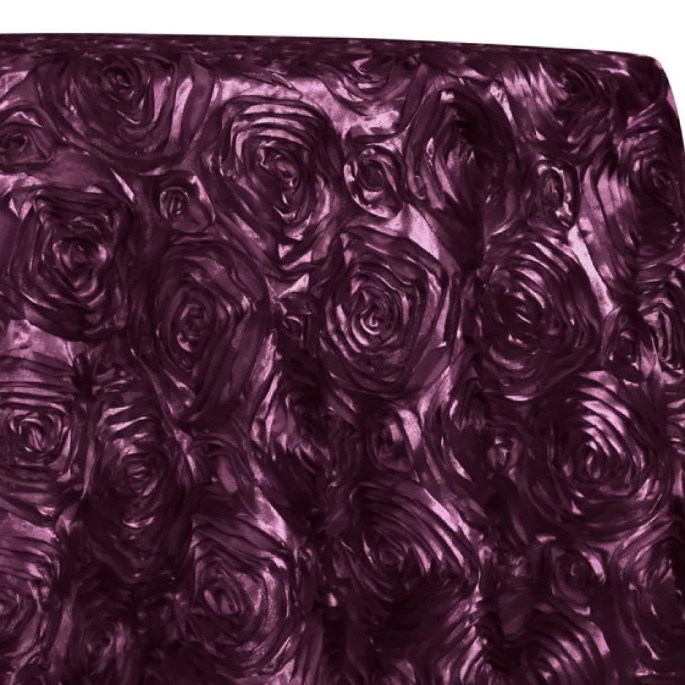 Rose Satin (3D) Table Linen in Raisin