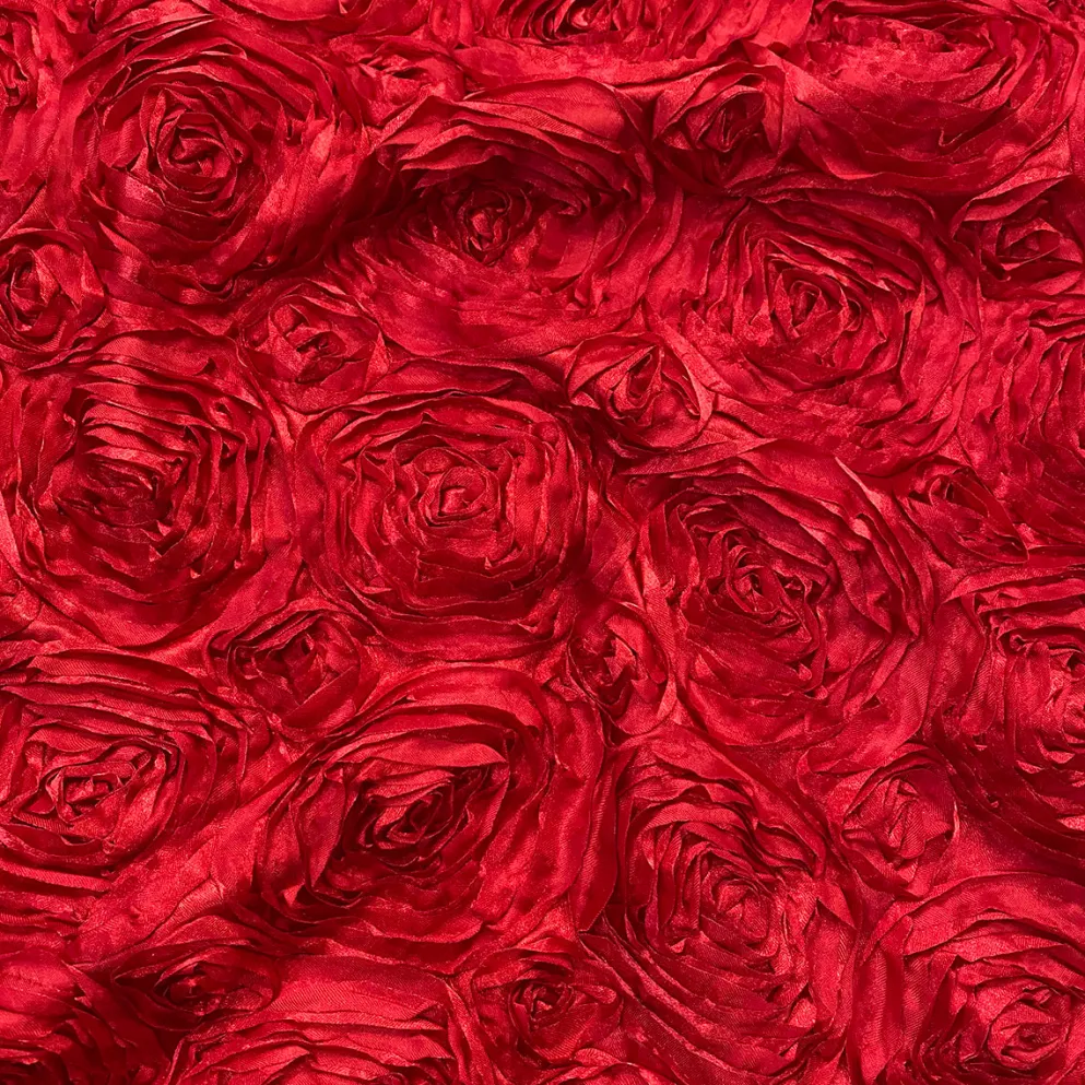 Rose Satin (3D) Table Linen in Red