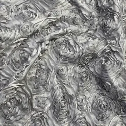 Rose Satin (3D) Table Linen in Silver