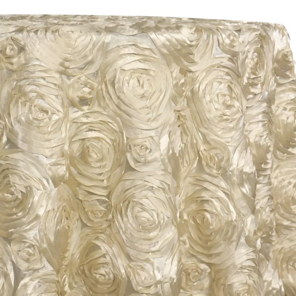 Rose Satin (3D) Table Linen in Taupe