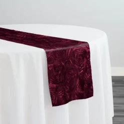 Rose Satin (3D) Table Runner in Burgundy