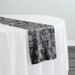 Rose Satin (3D) Table Runner in Charcoal