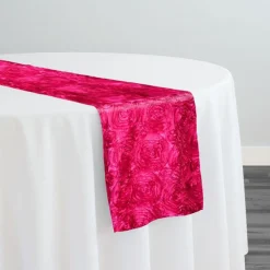 Rose Satin (3D) Table Runner in Fuchsia