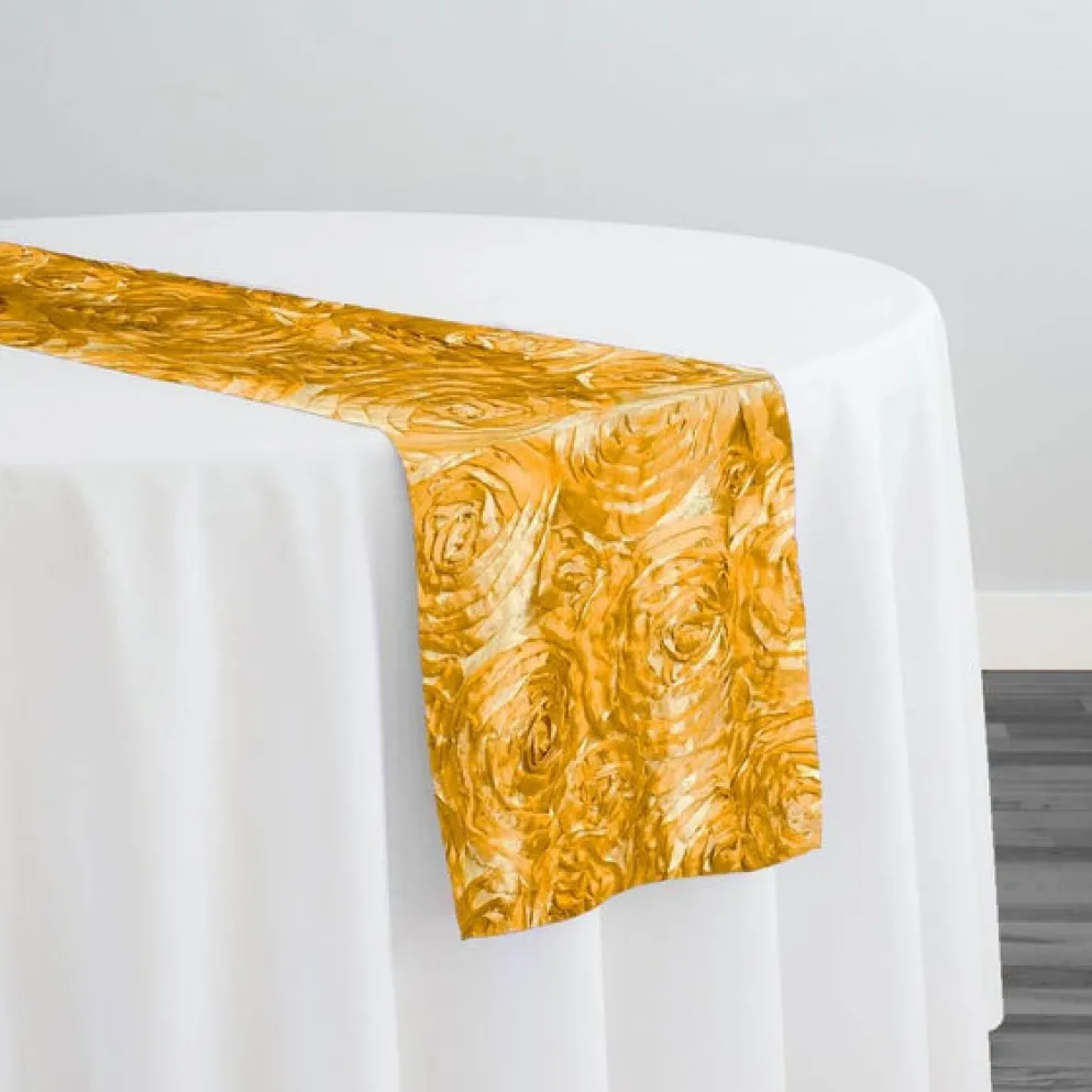Rose Satin (3D) Table Runner in Yellow D 215
