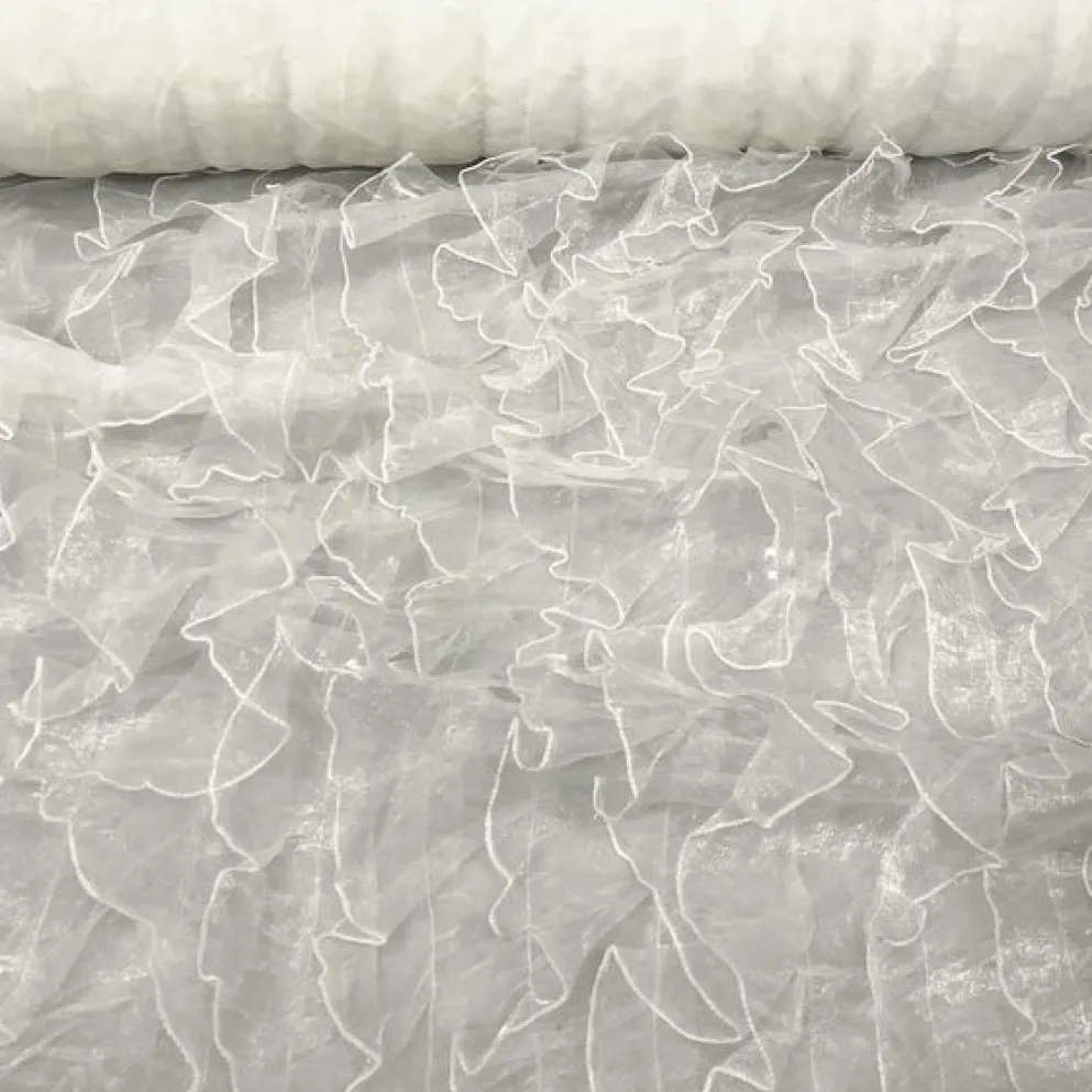 Ruffled Organza Table Linen in Ivory