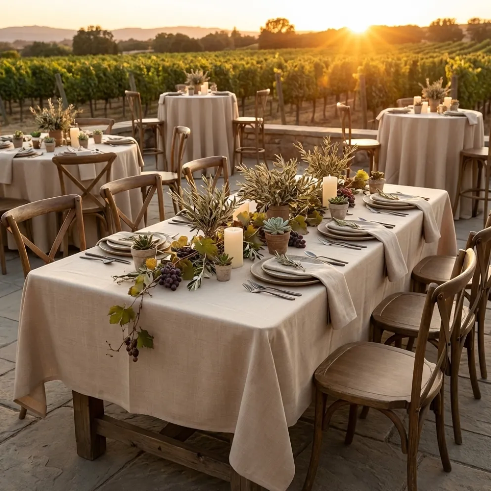 Rustic Linen Table Linen in Wheat