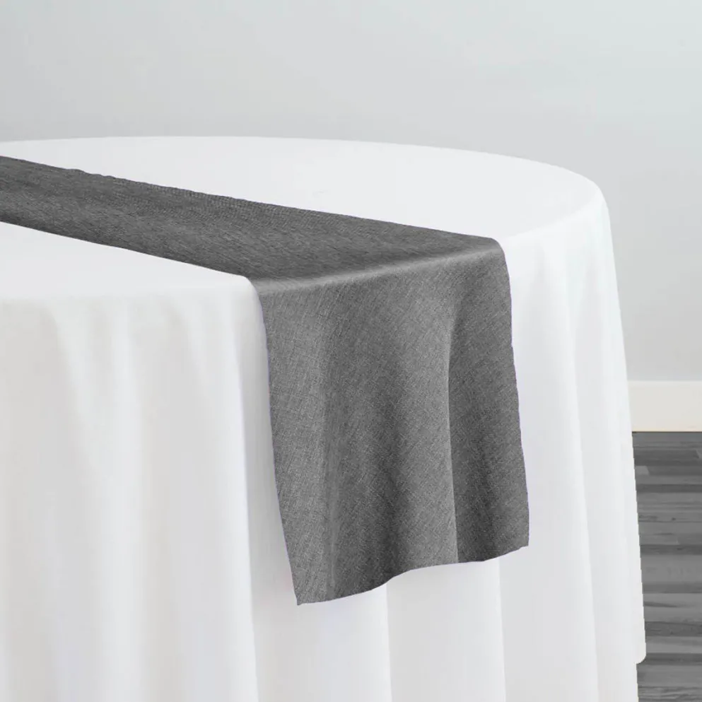 Rustic Linen Table Runner in Dark Grey
