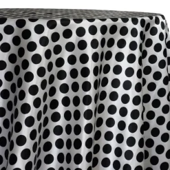 Satin Polka Dot Table Linen in Black and White