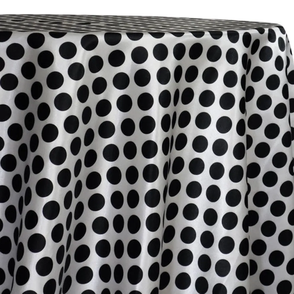 Satin Polka Dot Table Linen in Black and White