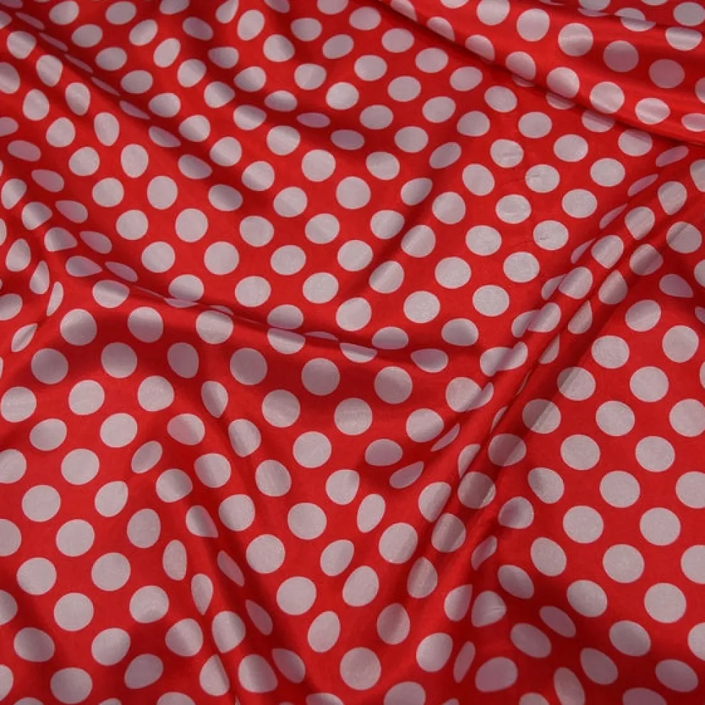 Satin Polka Dot Table Linen in White and Red
