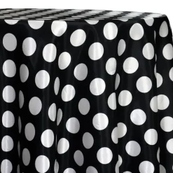 Satin Polka Dot Table Linen in White and Black