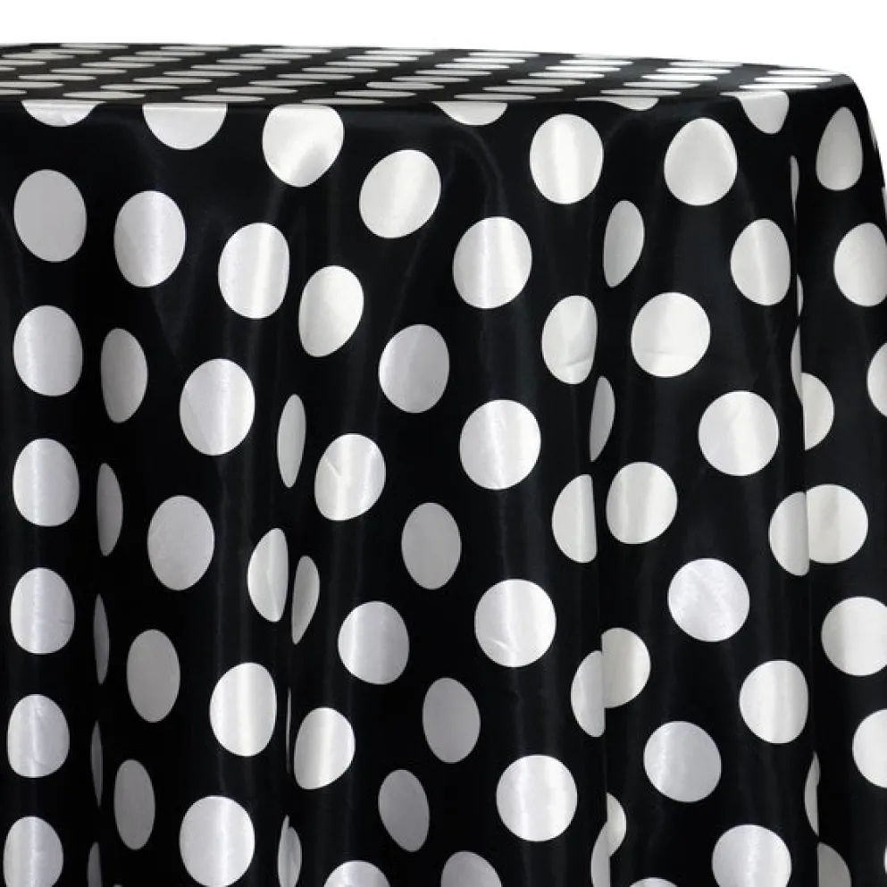 Satin Polka Dot Table Linen in White and Black