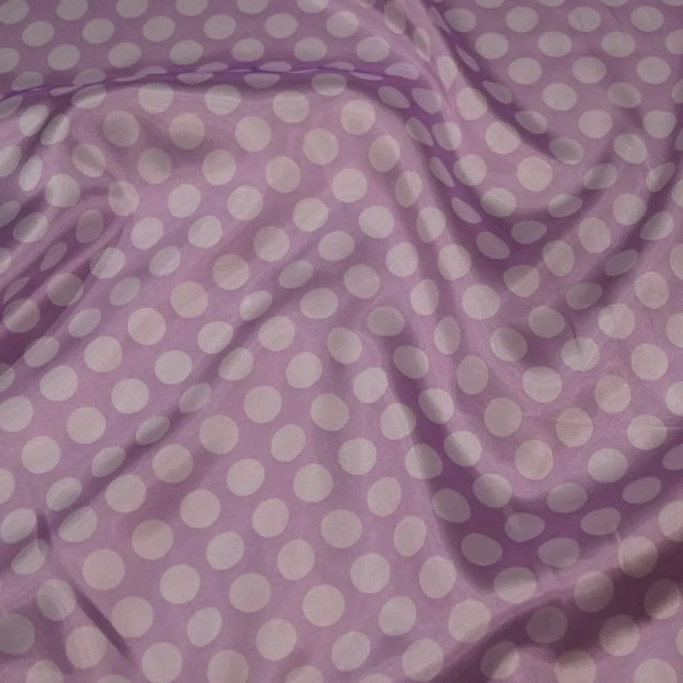 Satin Polka Dot Table Linen in White and Lilac