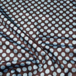 Satin Polka Dot Table Linen in Blue and Brown