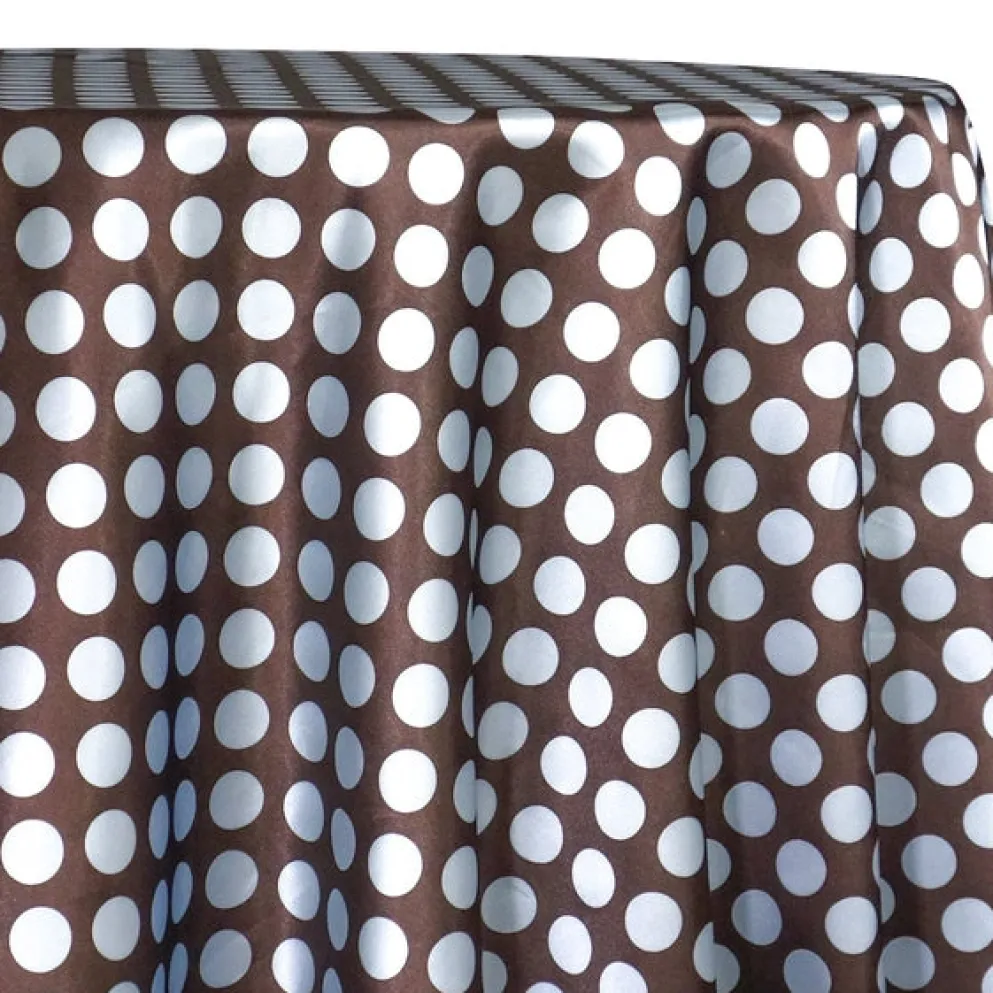 Satin Polka Dot Table Linen in Blue and Brown