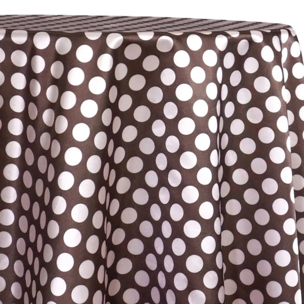 Satin Polka Dot Table Linen in Pink and Brown